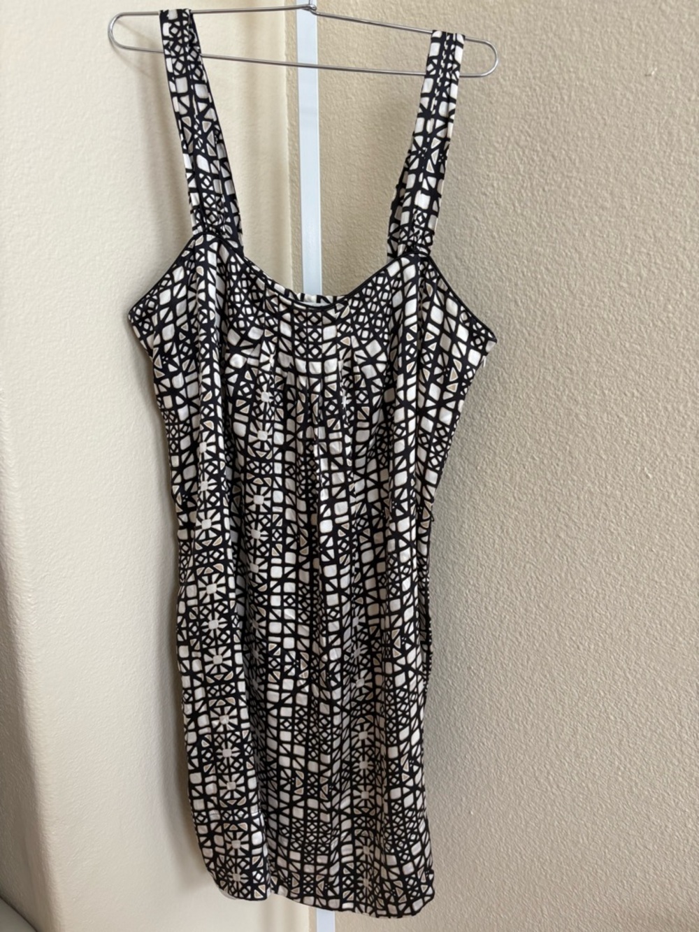 White House Black Market Silk Geometric Shift Dress - Size 14